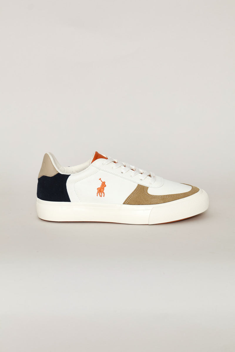 Essential Leather Court Sneaker - White/Orange