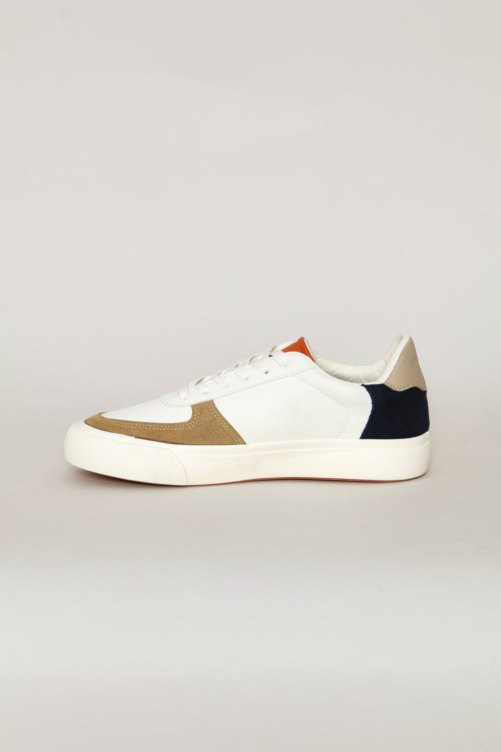 Essential Leather Court Sneaker - White/Orange
