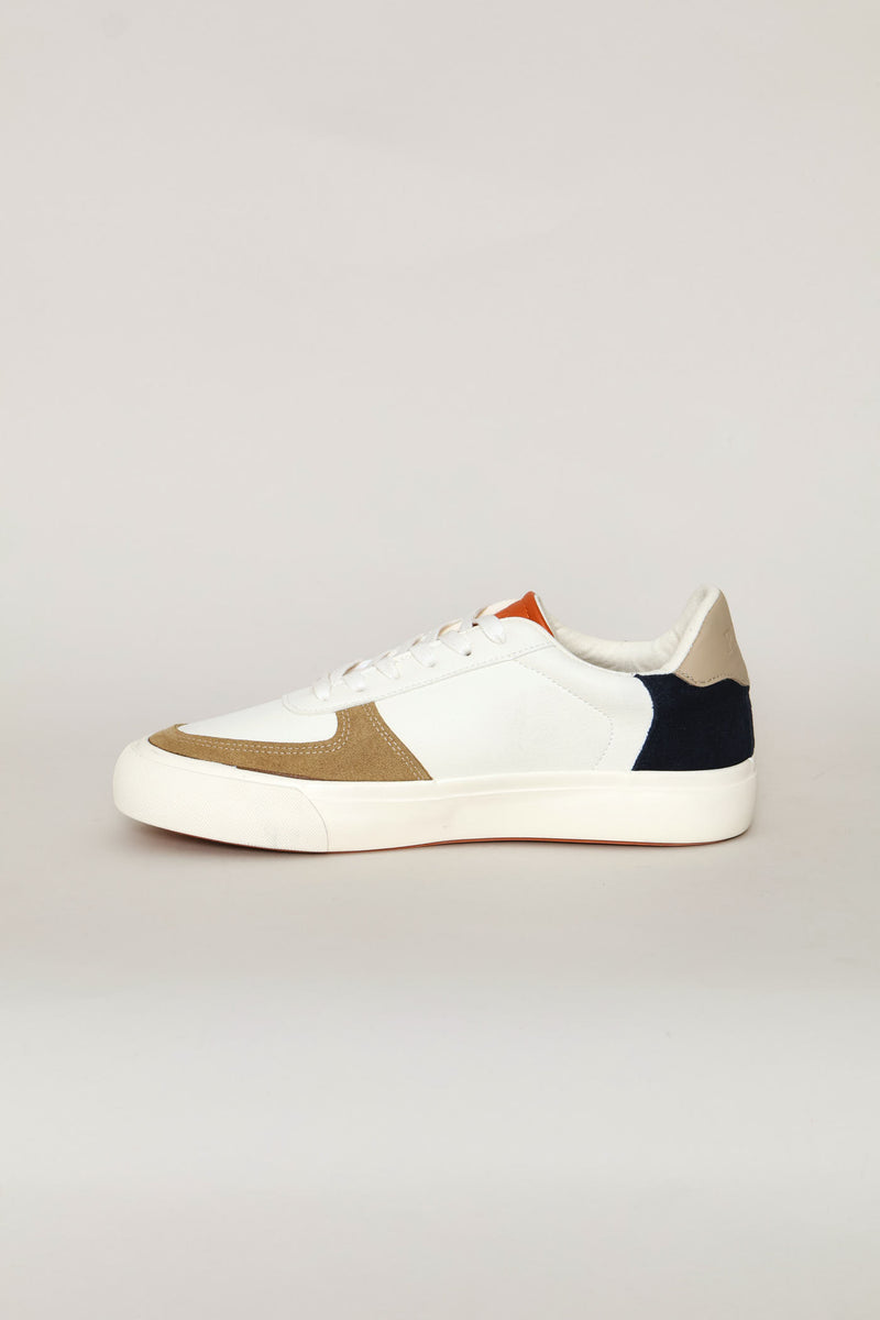 Essential Leather Court Sneaker - White/Orange