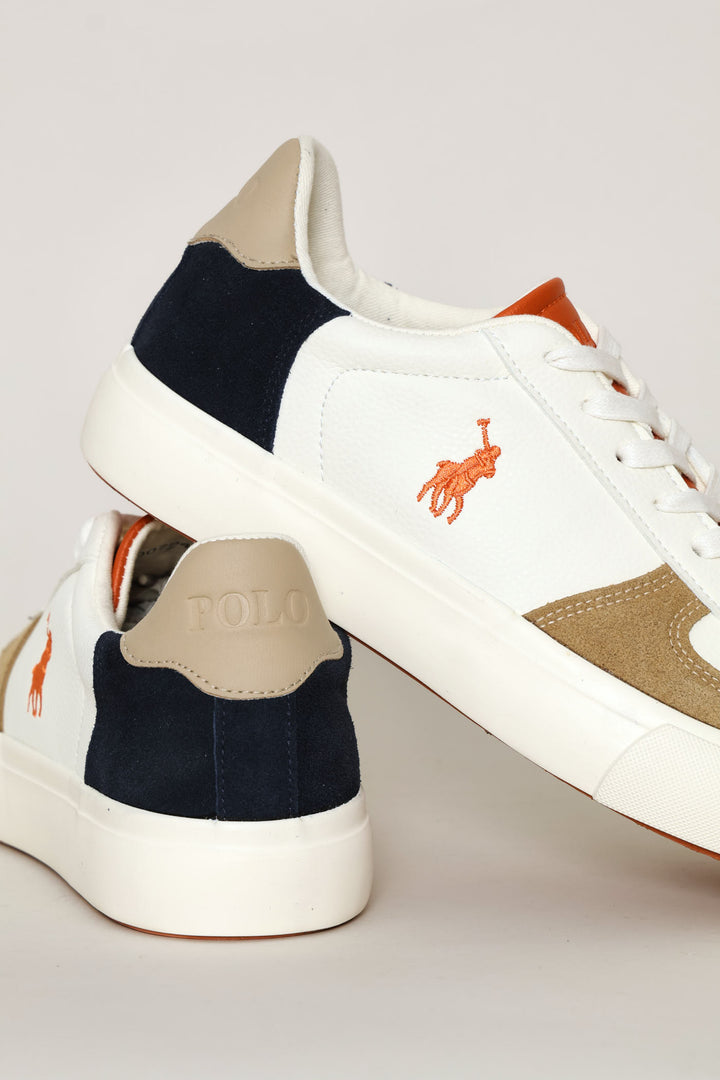 Essential Leather Court Sneaker - White/Orange