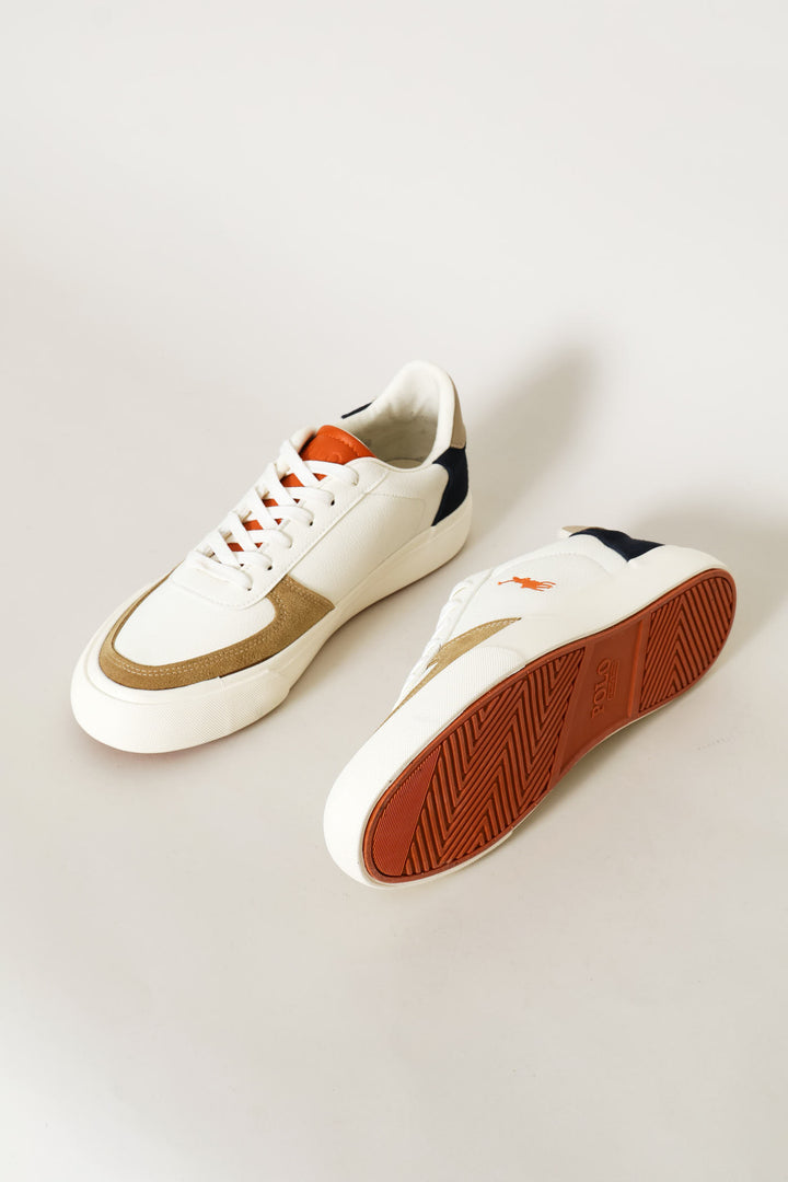 Essential Leather Court Sneaker - White/Orange