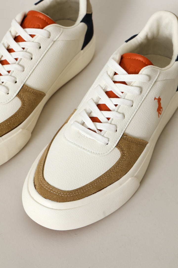 Essential Leather Court Sneaker - White/Orange