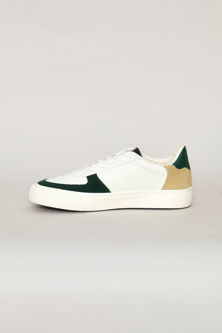 Essential Leather Court Sneaker - White/Green