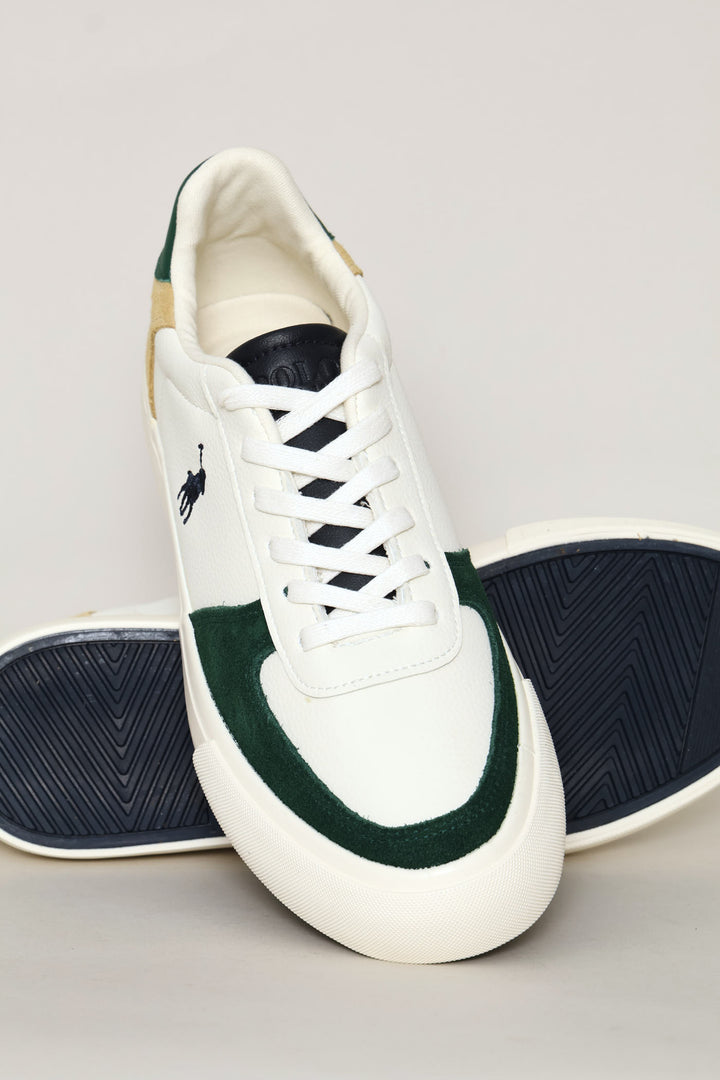 Essential Leather Court Sneaker - White/Green