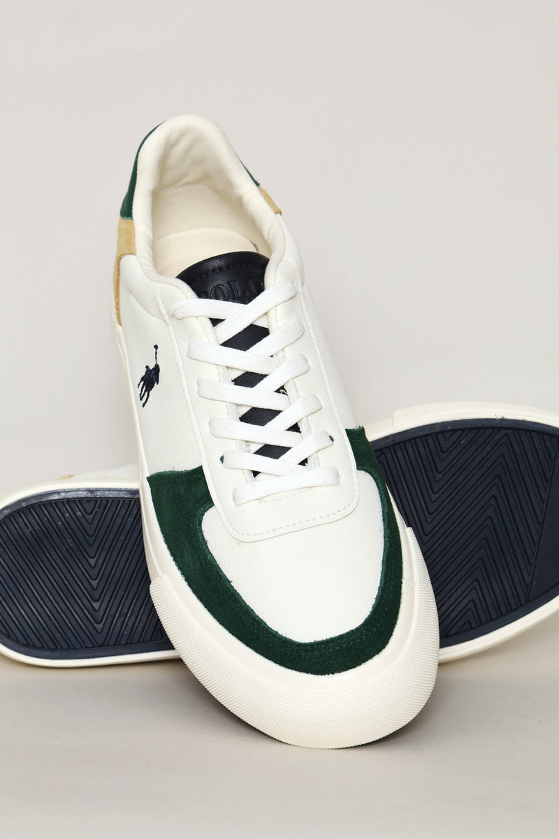 Essential Leather Court Sneaker - White/Green