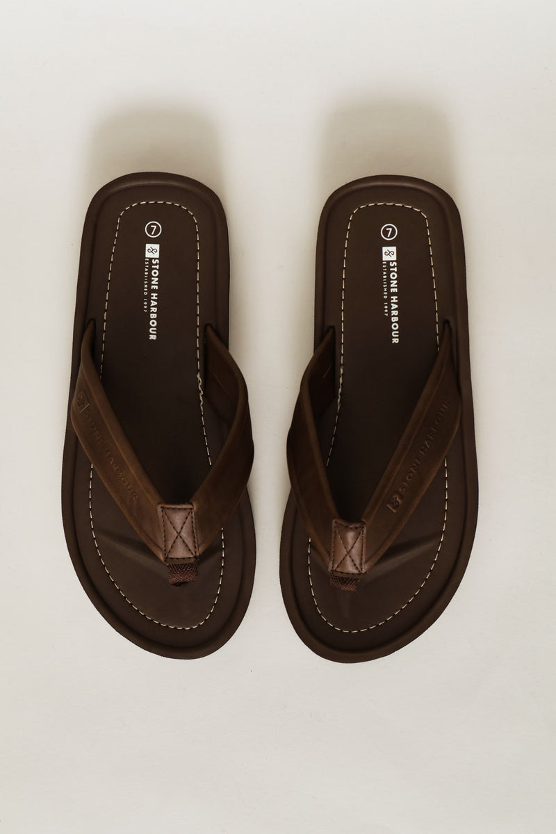 Moulded Footbed Wide Vamp Sandal - Chocolate