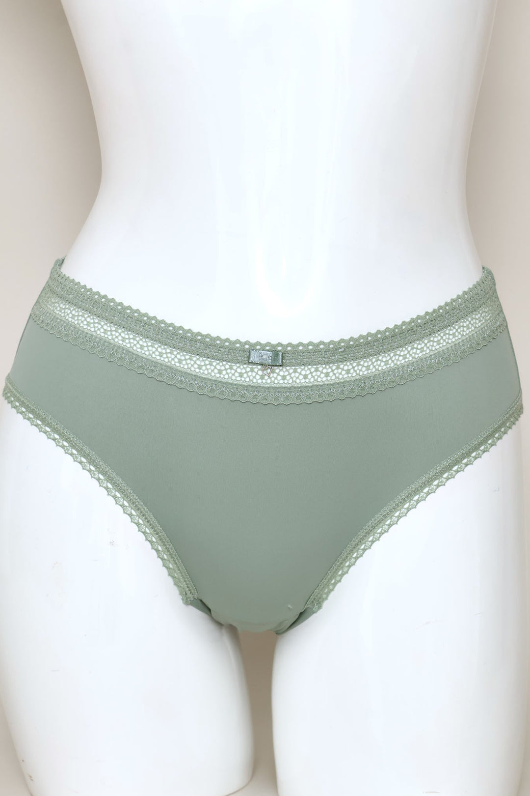 Lace Trim Bonded Midi Panty - Green