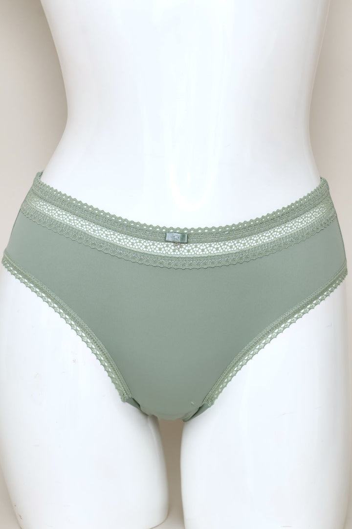 Lace Trim Bonded Midi Panty - Green