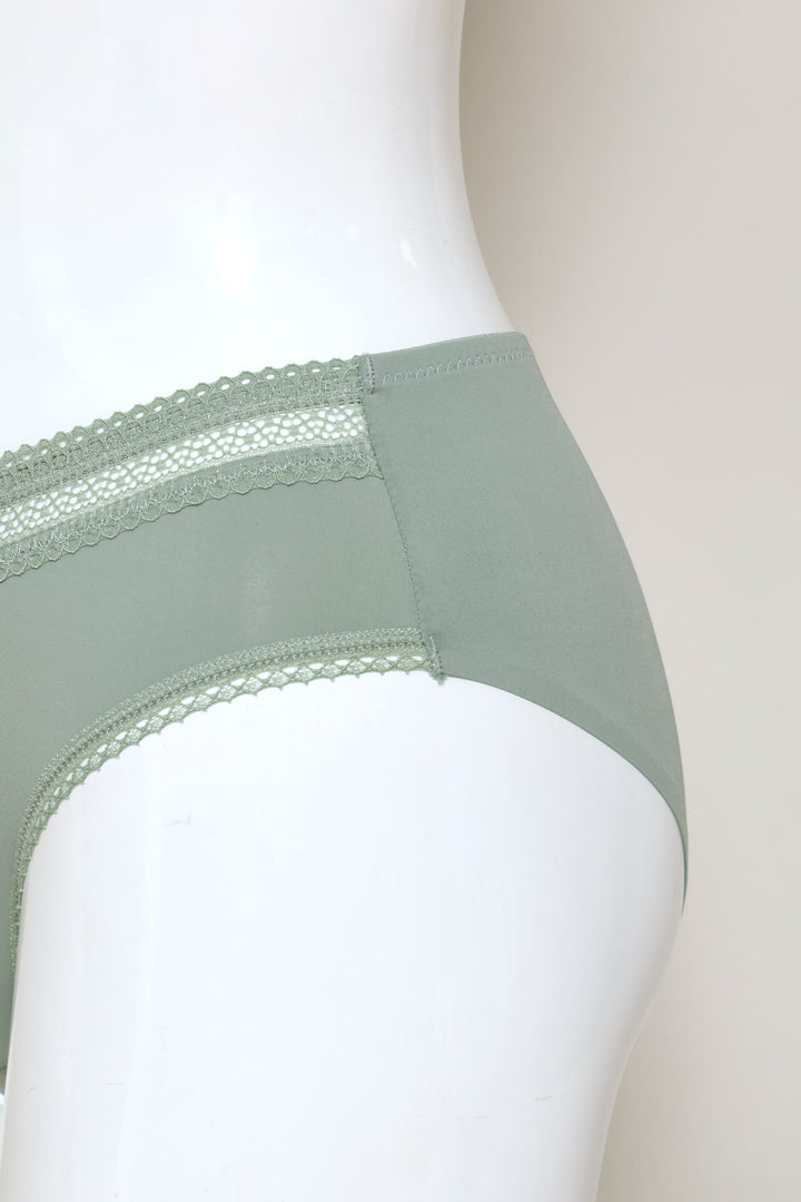Lace Trim Bonded Midi Panty - Green