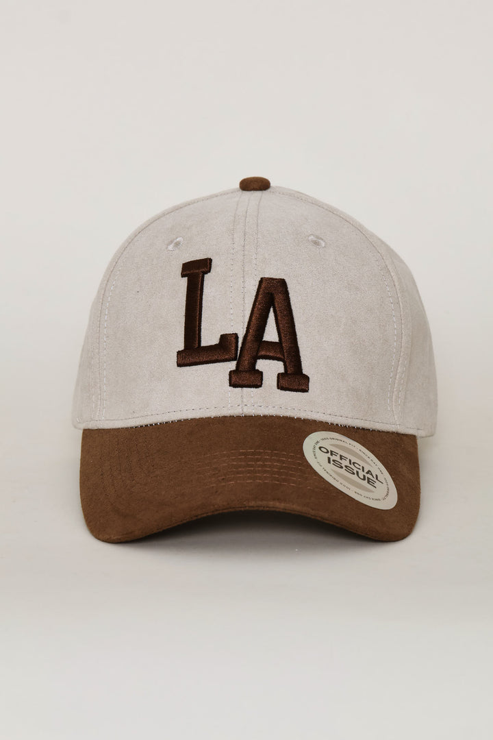 La Two Tone Soft Suede Cap - Stone/Choc