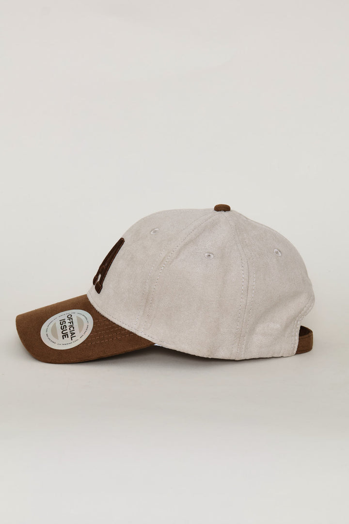 La Two Tone Soft Suede Cap - Stone/Choc