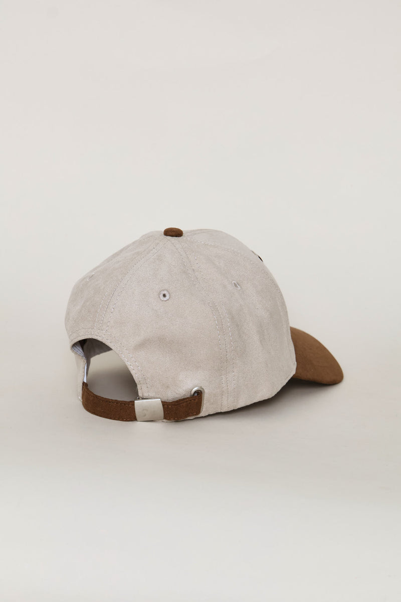 La Two Tone Soft Suede Cap - Stone/Choc