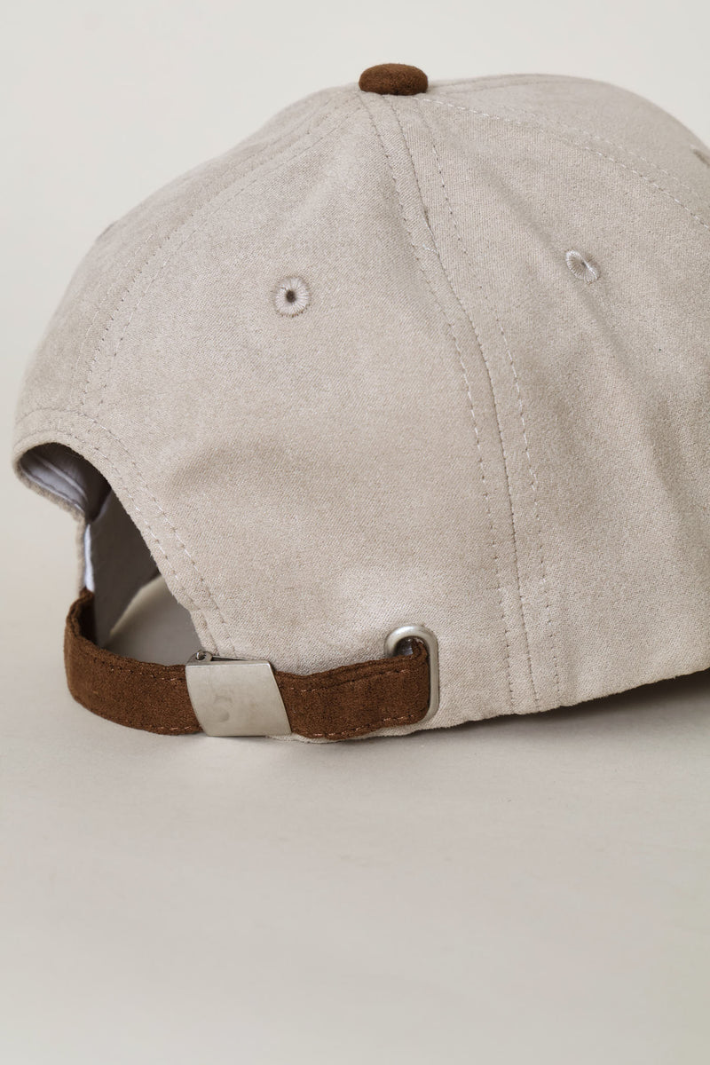 La Two Tone Soft Suede Cap - Stone/Choc
