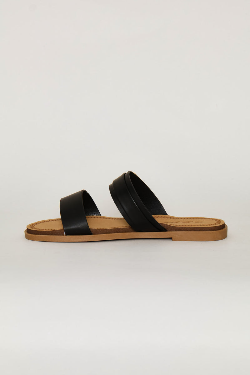 Double Strap Buckled Sandal - Black