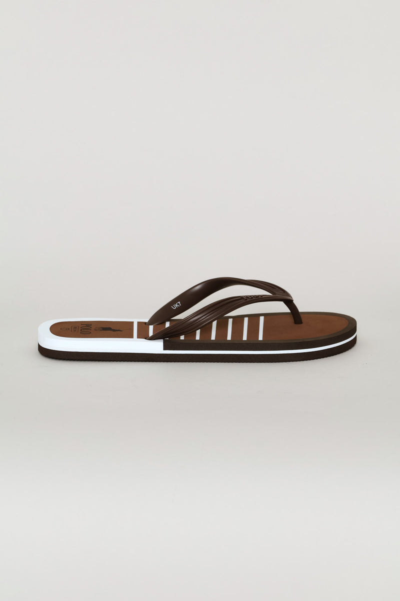 Rubberised Stripe Logo Flip Flop - Brown