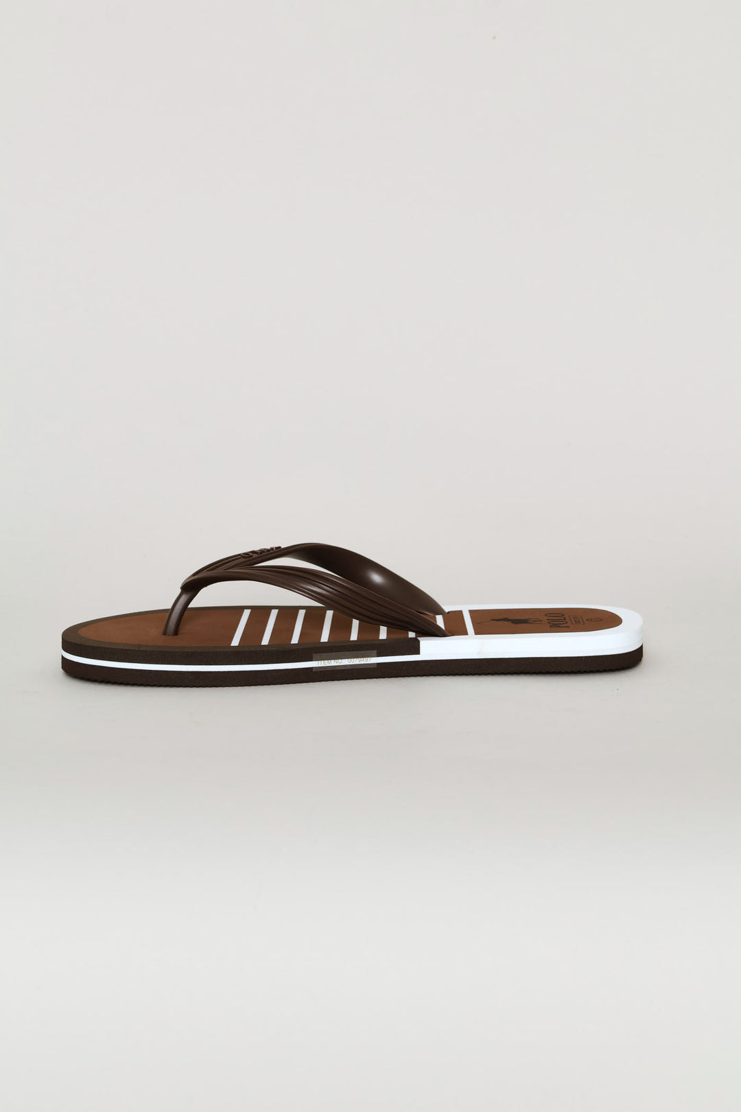 Rubberised Stripe Logo Flip Flop - Brown