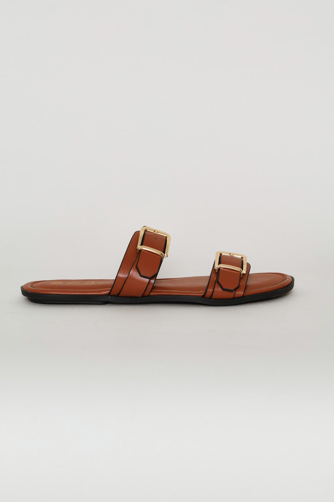 Double Buckle Strap Mule Sandal - Tan