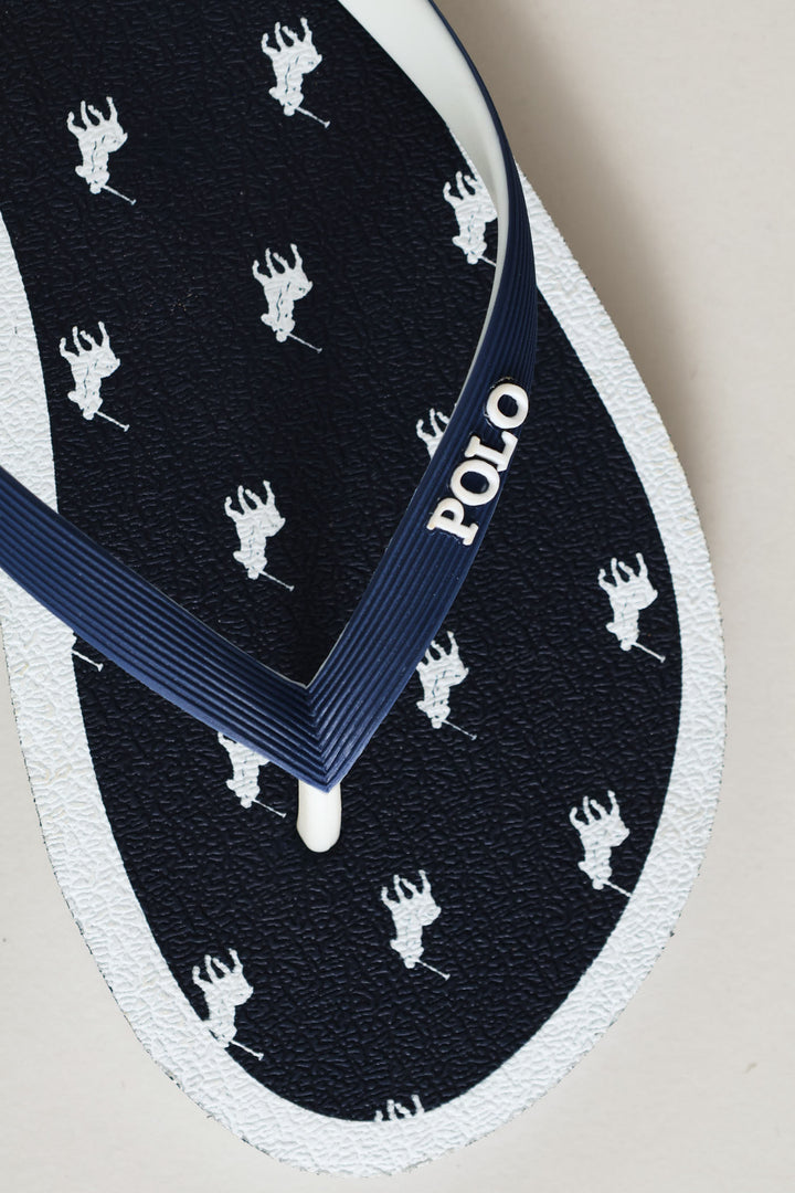 Boys Monogram Flip Flop - Navy