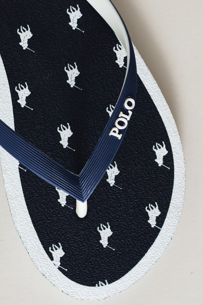 Boys Monogram Flip Flop - Navy