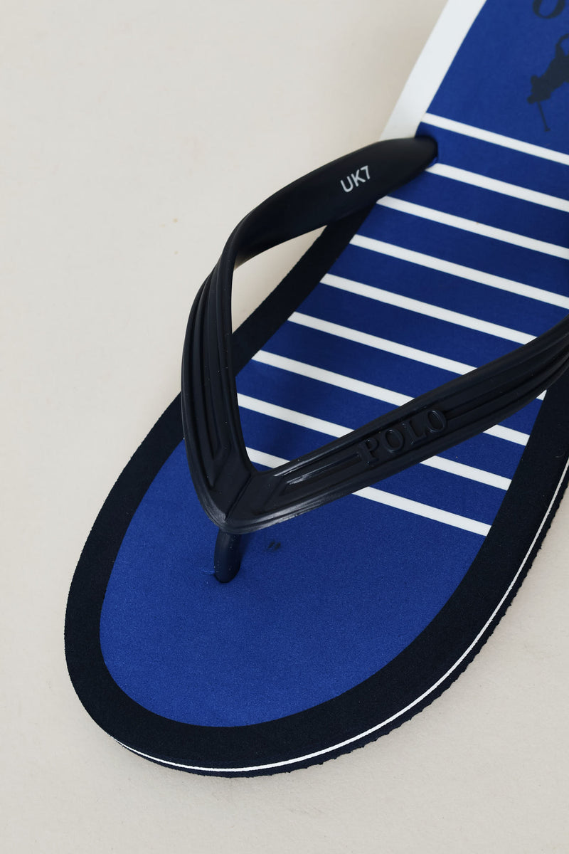 Rubberised Stripe Logo Flip Flop - Blue