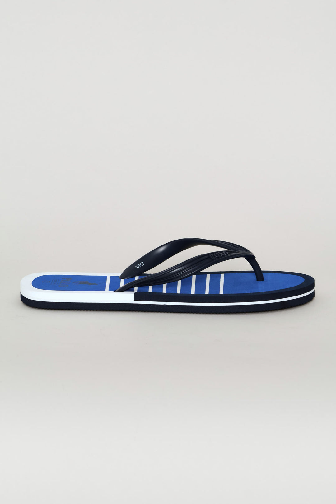 Rubberised Stripe Logo Flip Flop - Blue