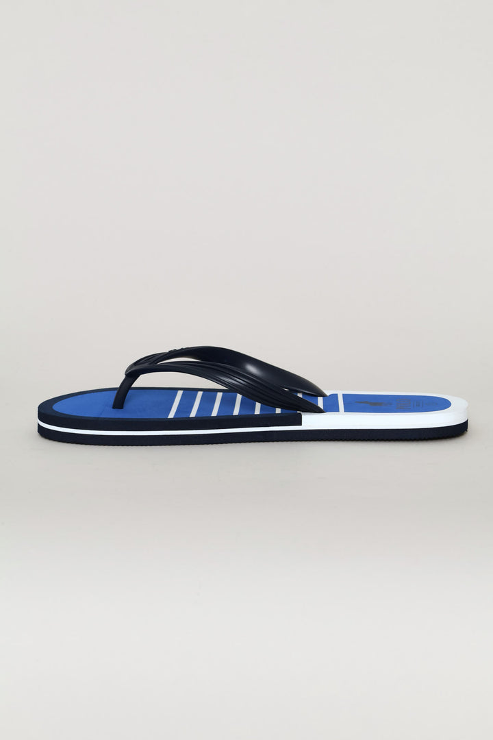 Rubberised Stripe Logo Flip Flop - Blue