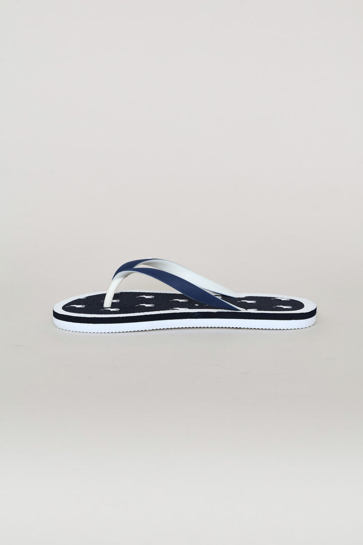 Boys Monogram Flip Flop - Navy
