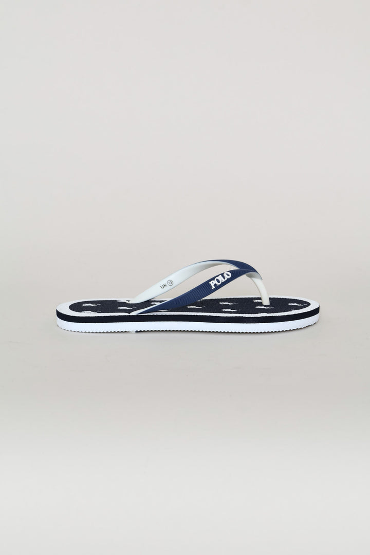 Boys Monogram Flip Flop - Navy