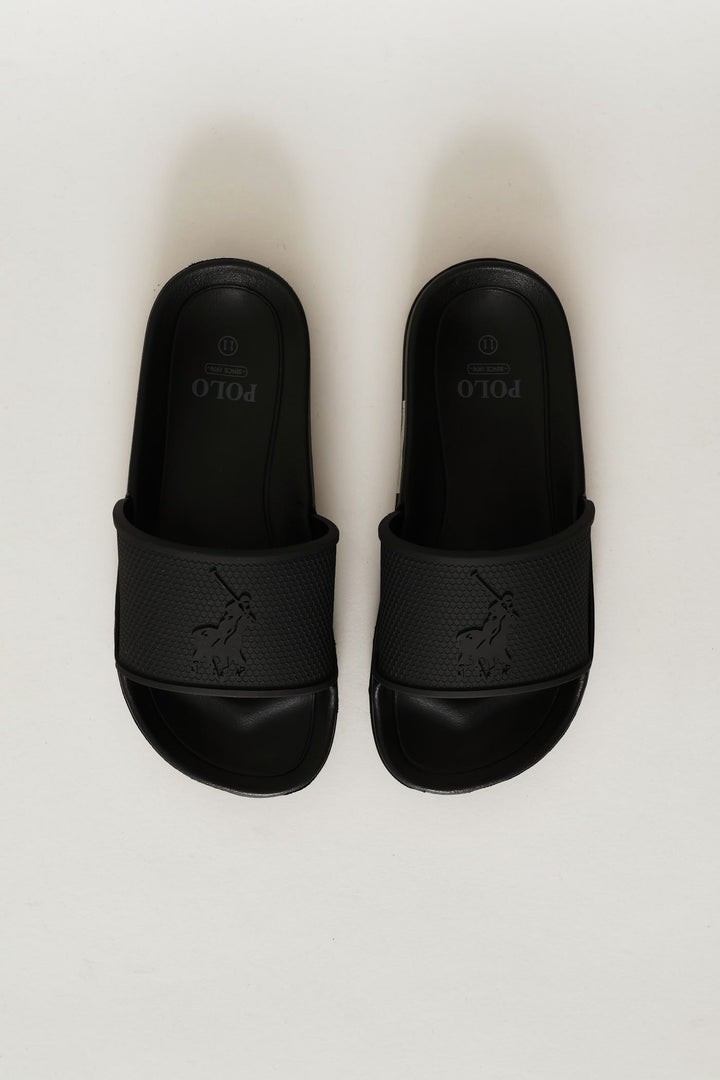 Boys Pony Moulded Pool Sandal - Black