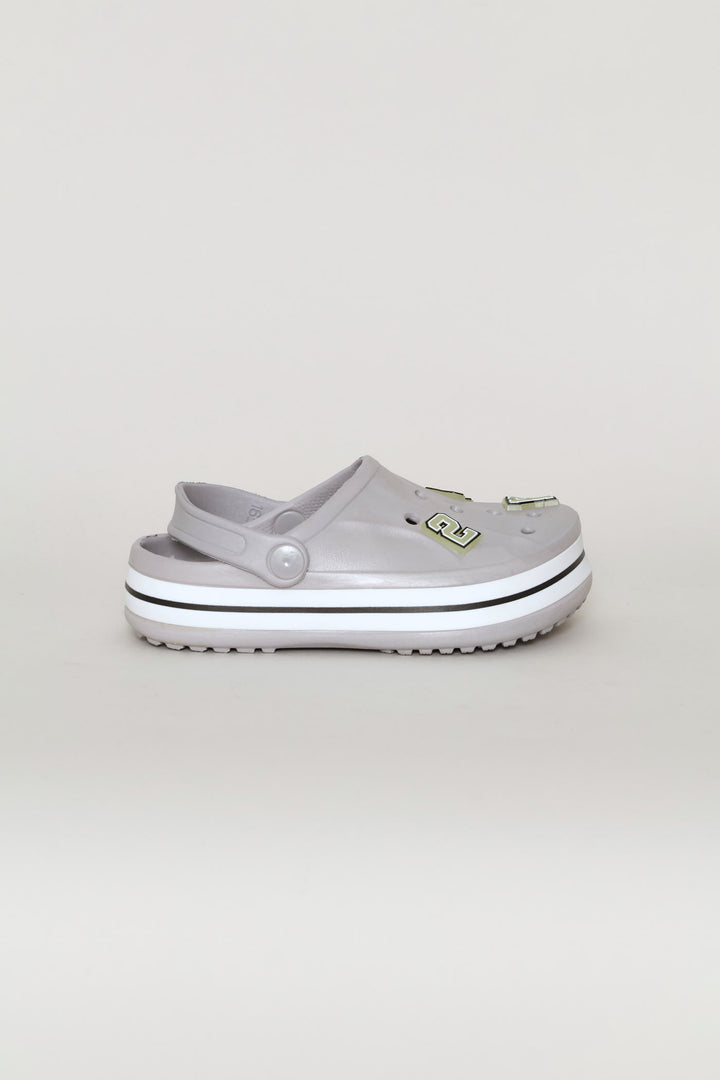 Boys Glow Letter Clog - Grey