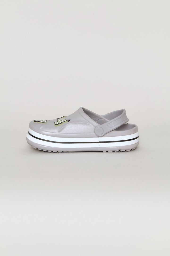 Boys Glow Letter Clog - Grey