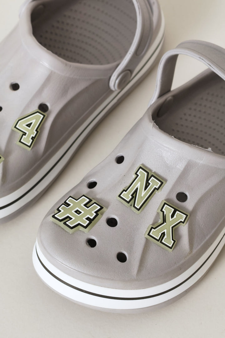Boys Glow Letter Clog - Grey