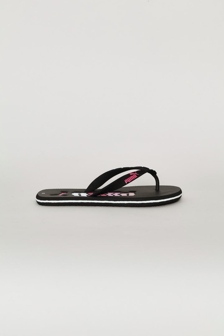 Pre-Girls Round Scribble Zadp Flip Flop - Black/Pink