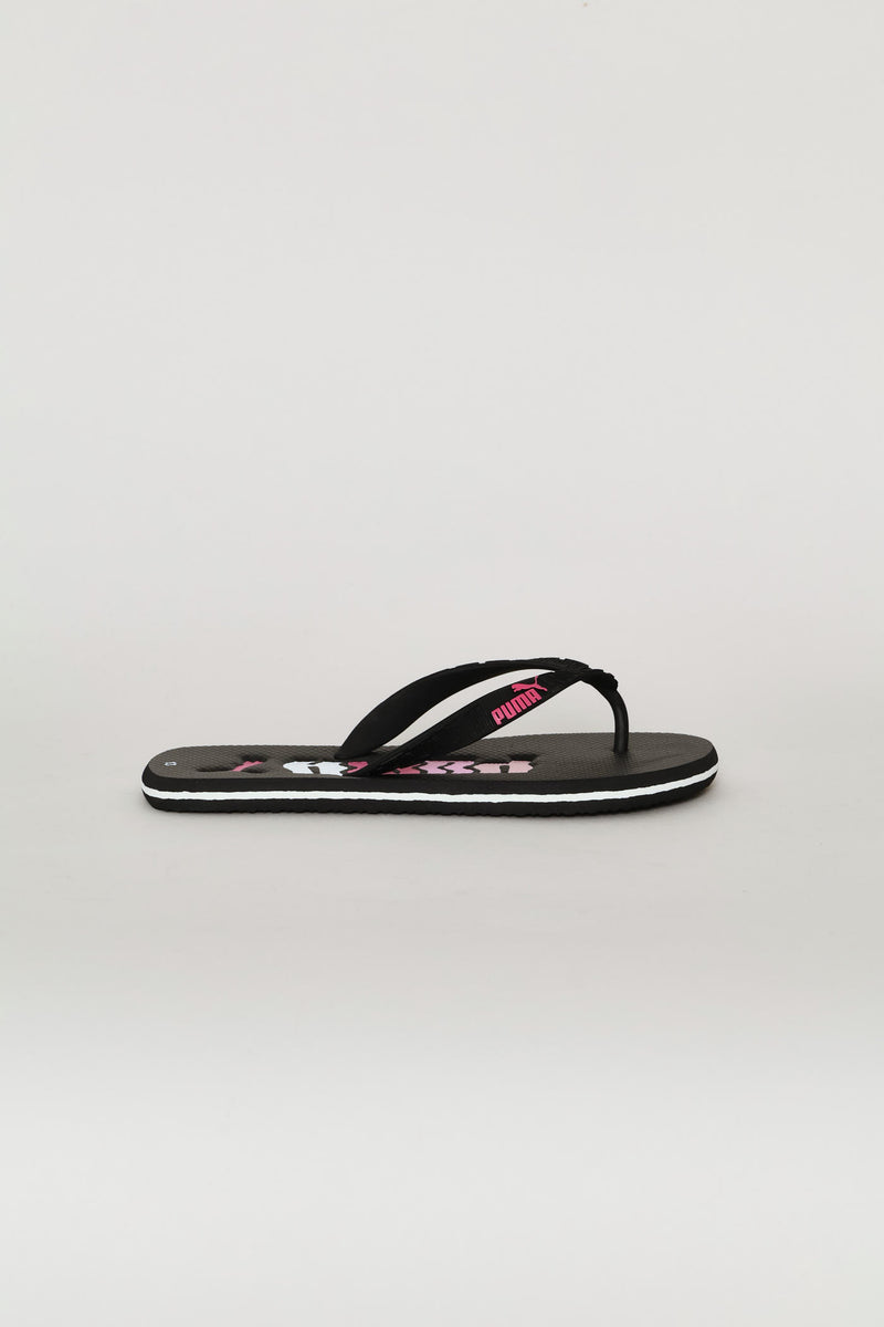 Pre-Girls Round Scribble Zadp Flip Flop - Black/Pink