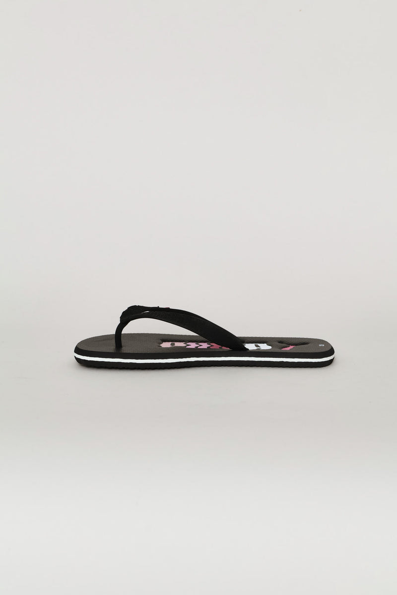 Pre-Girls Round Scribble Zadp Flip Flop - Black/Pink