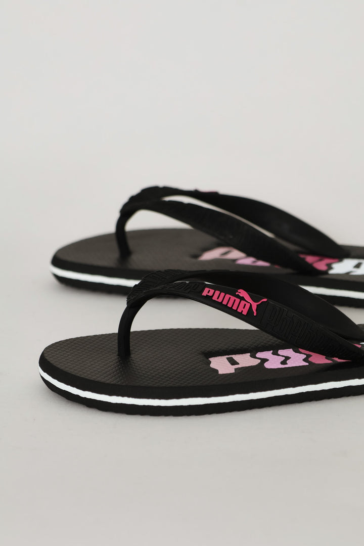 Pre-Girls Round Scribble Zadp Flip Flop - Black/Pink