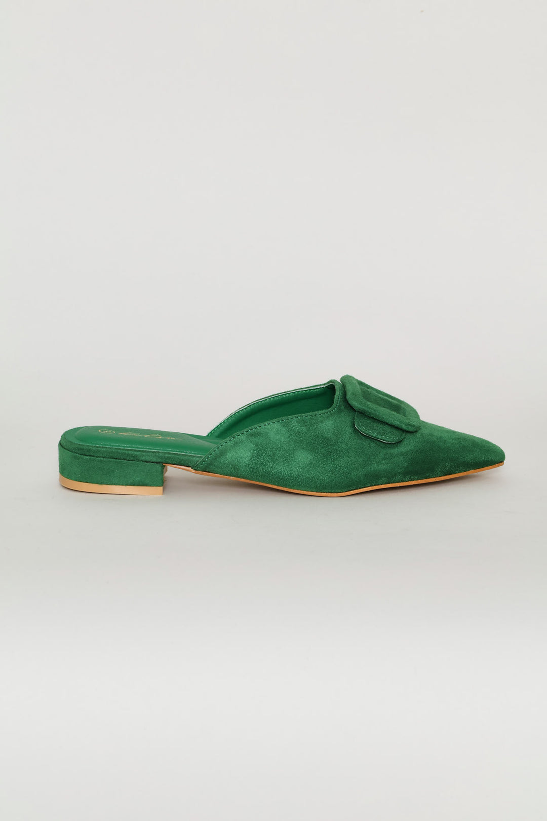 Self Fabric Buckle Mule - Green