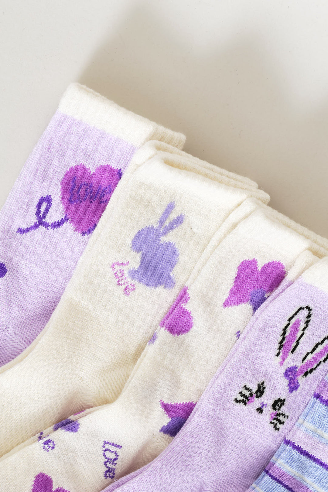 Pre-Girls 5 Pack Stripe Anklet Socks - Lilac