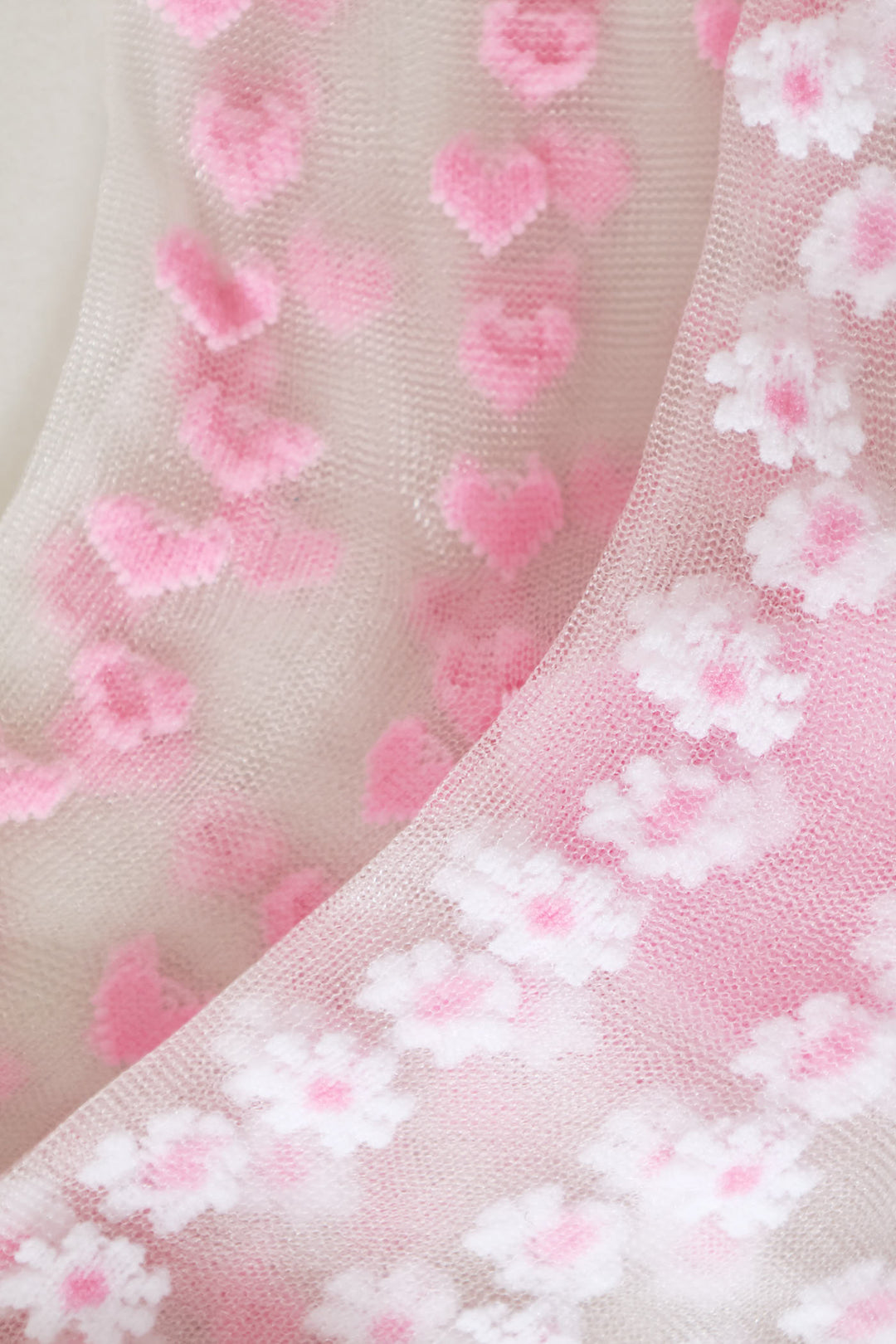 Pre-Girls 2 Pack Mesh Flowers Heart Socks - White
