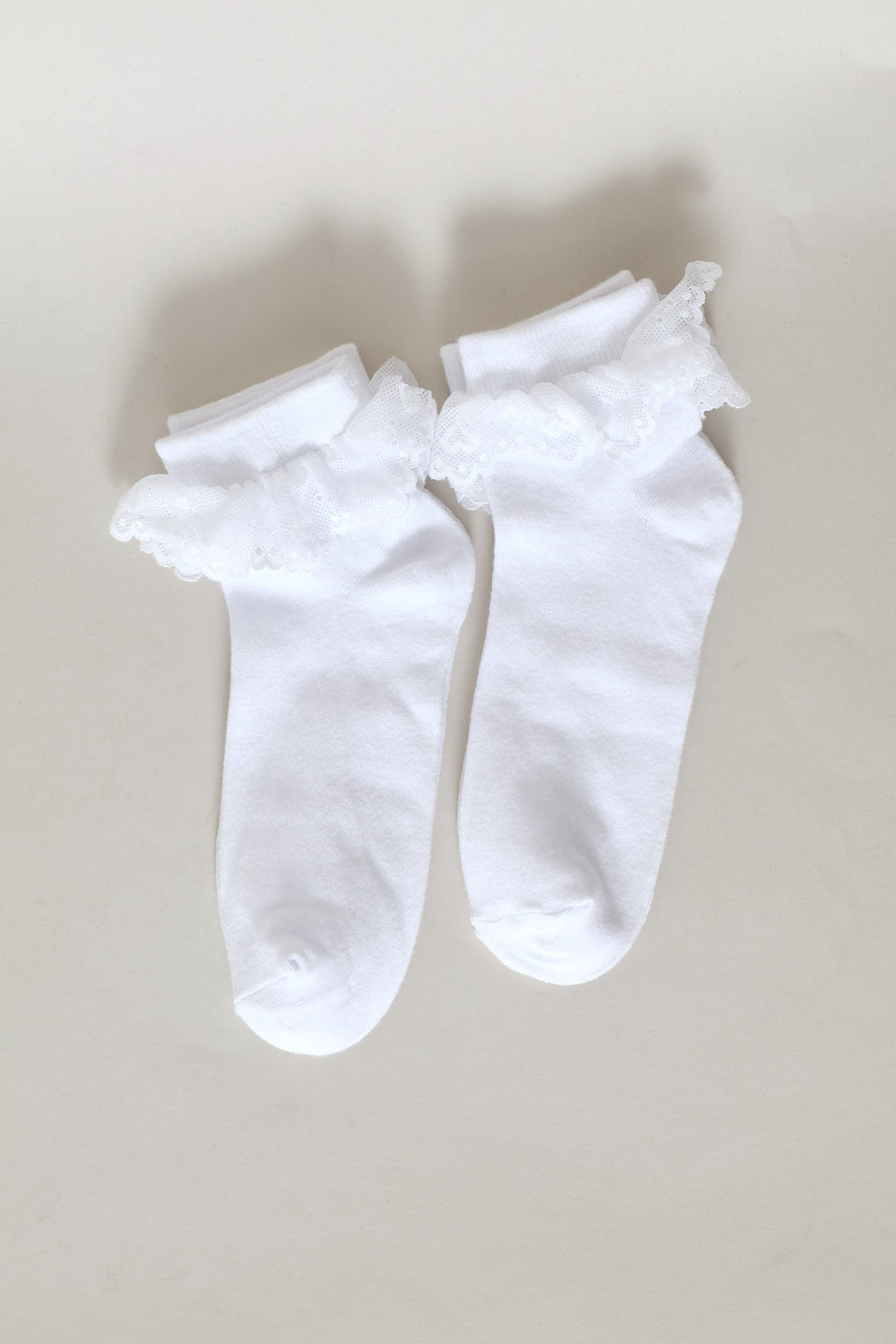 2 Pack Mid Crew Lace Socks - White
