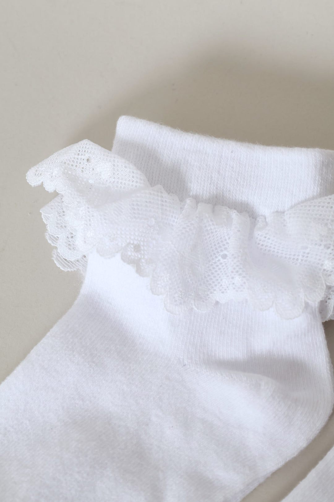 2 Pack Mid Crew Lace Socks - White