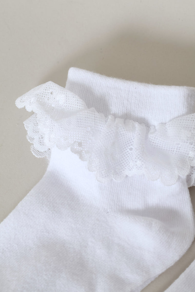 2 Pack Mid Crew Lace Socks - White