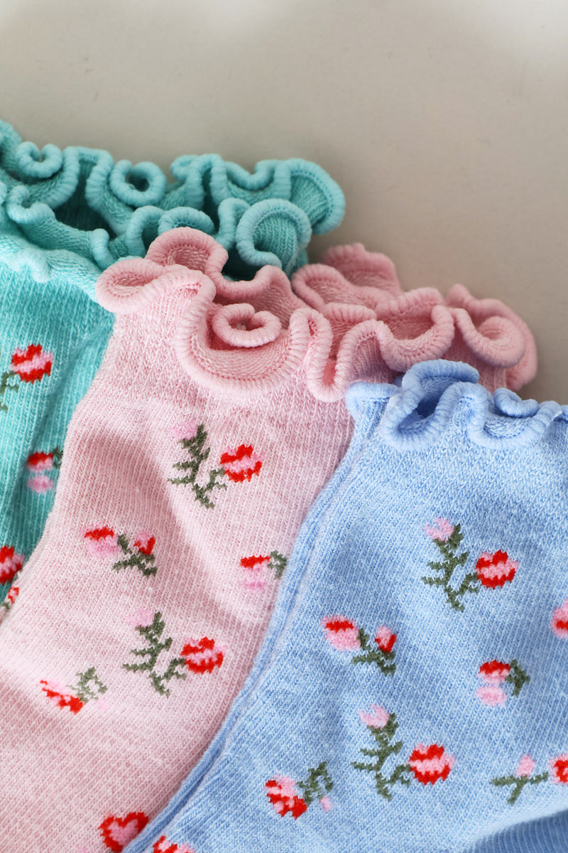 3 Pack Mid Crew Ditsy Socks - Multi