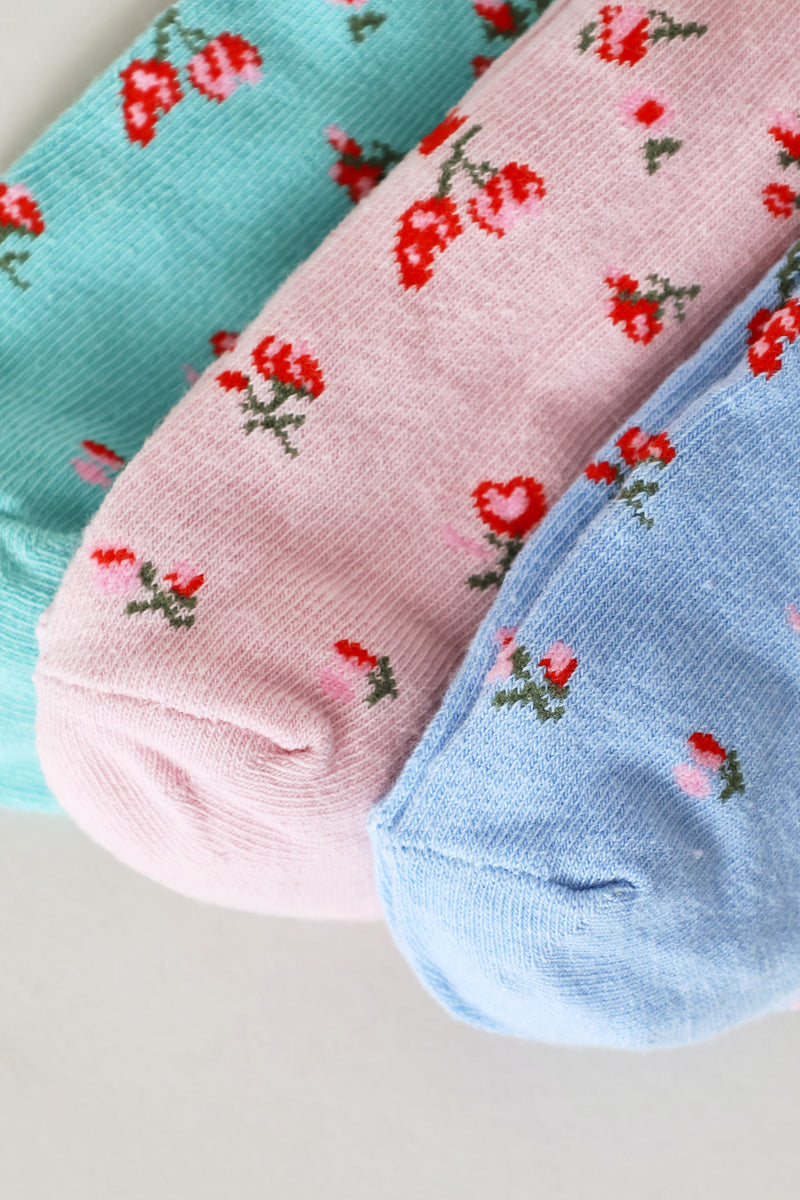 3 Pack Mid Crew Ditsy Socks - Multi