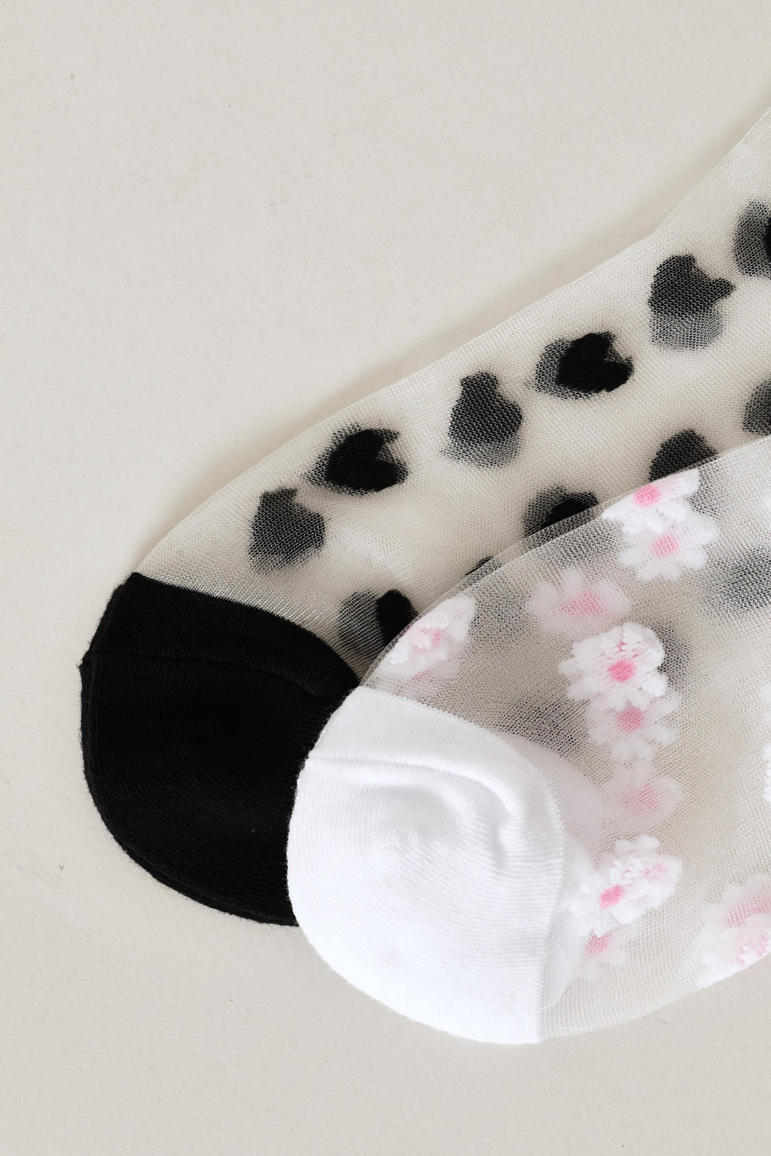Girls 2 Pack Mesh Flowers Socks - White