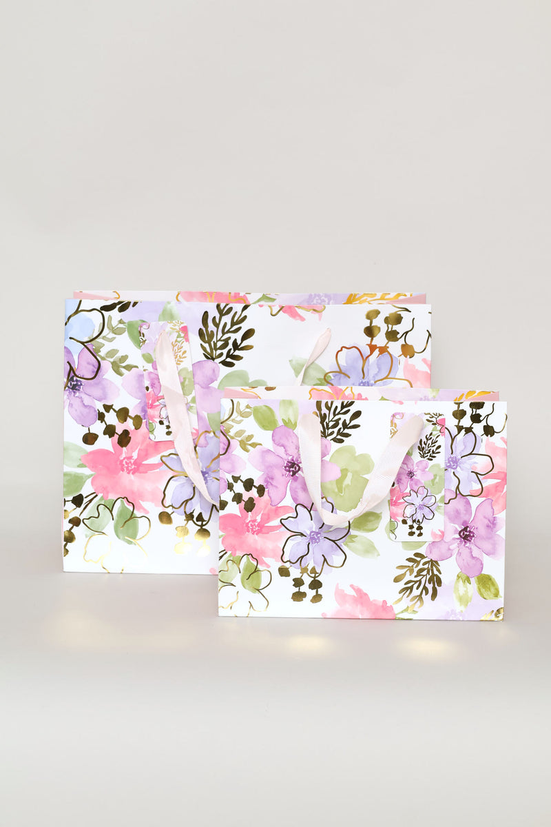 Pastel Floral Watercolour Gift Bag - Purple