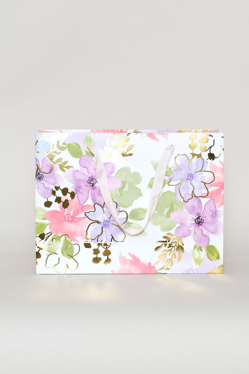 Pastel Floral Watercolour Gift Bag - Purple