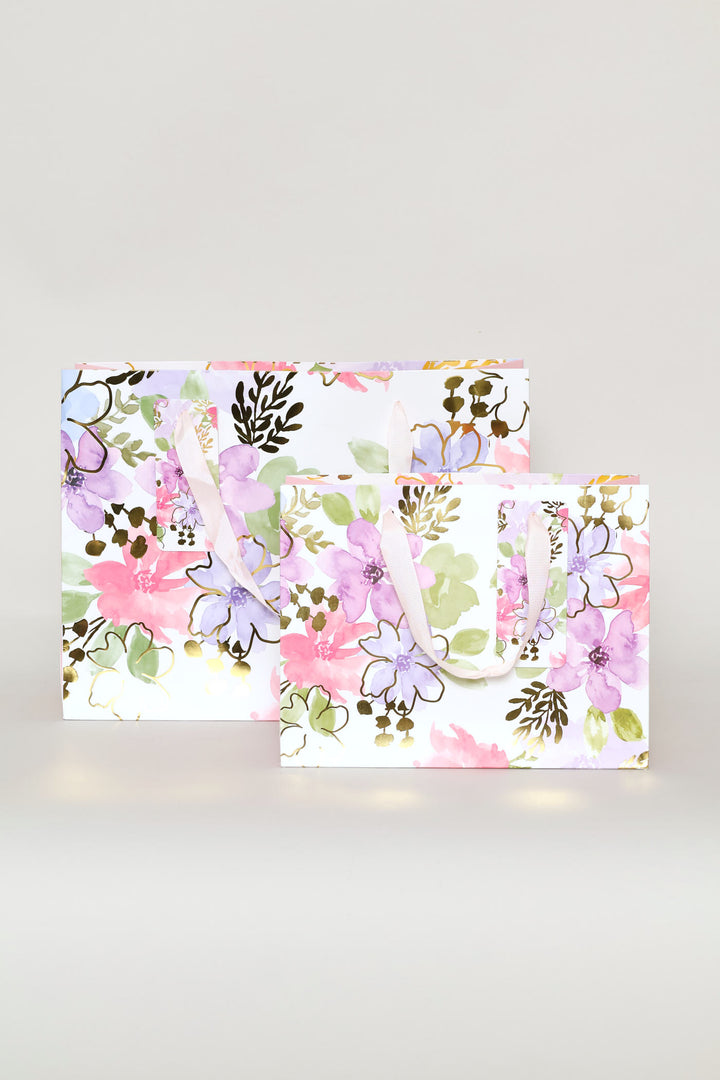 Pastel Floral Watercolour Gift Bag - Purple