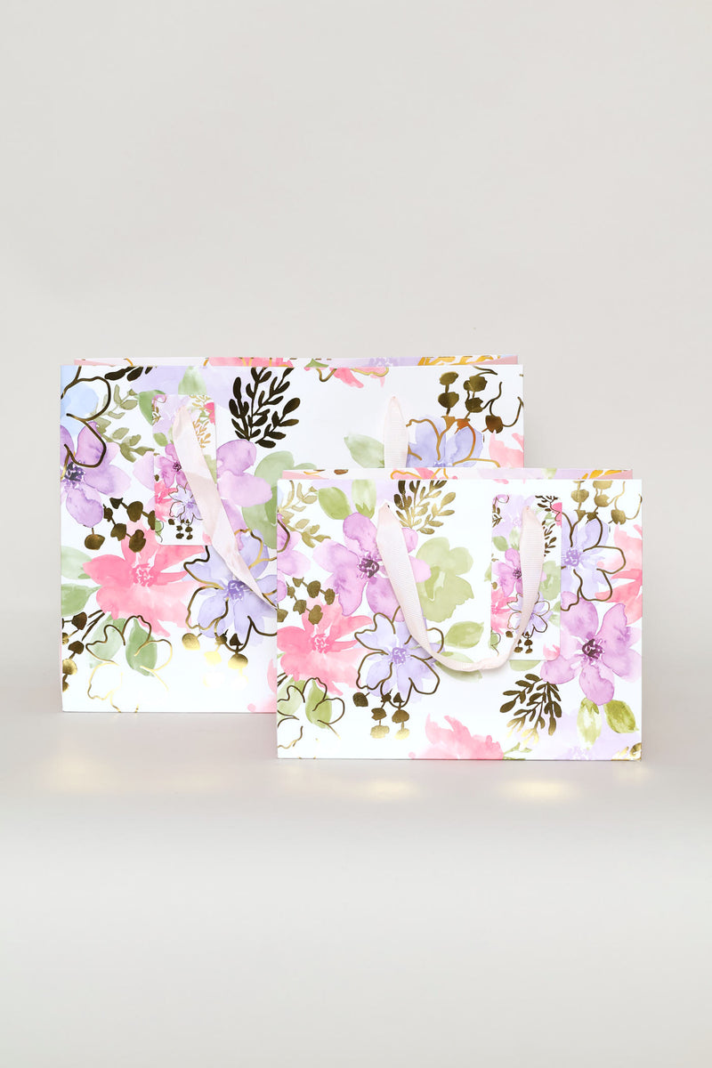 Pastel Floral Watercolour Gift Bag - Purple