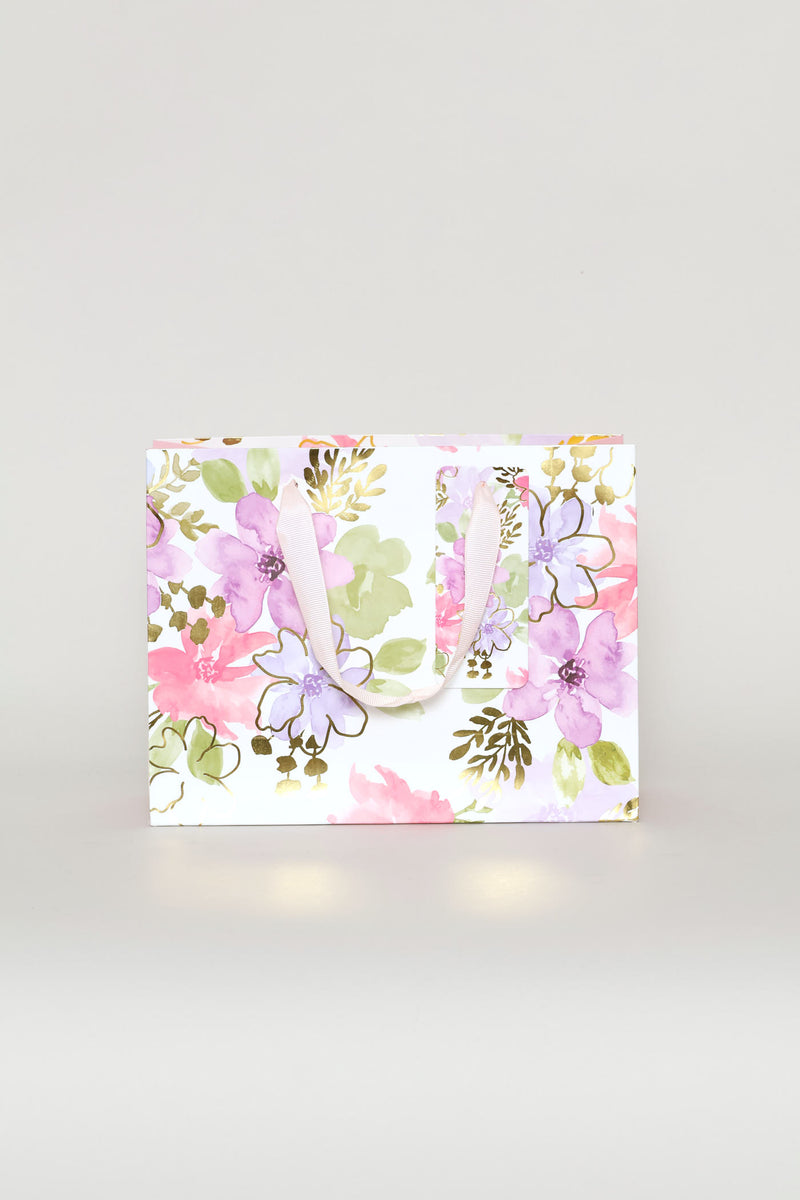 Pastel Floral Watercolour Gift Bag - Purple